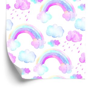 Papier Peint Pour Une Fille, Un Arc-En-Ciel De Nuages ​​Colorés – Image 2