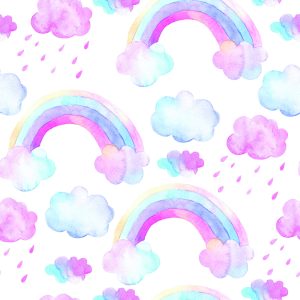 Papier Peint Pour Une Fille, Un Arc-En-Ciel De Nuages ​​Colorés – Image 1