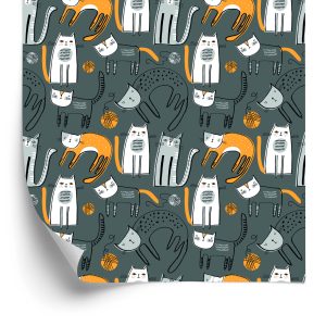 Papier Peint Chambre D'enfant Chats De Style Scandinave – Image 2