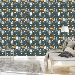 Papier Peint Chambre D'enfant Chats De Style Scandinave – Image 3