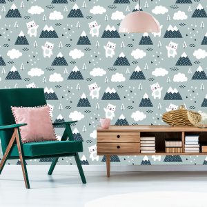 Papier Peint Ours En Peluche Parmi Les Nuages ​​Et Les Montagnes – Image 6