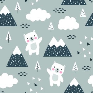 Papier Peint Ours En Peluche Parmi Les Nuages ​​Et Les Montagnes – Image 1