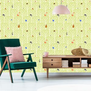 Papier Peint Animaux Colorés Dans Une Chambre D'enfant D'arbre – Image 6