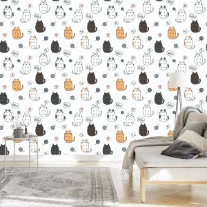 Papier Peint Pour Les Enfants - Chats Joyeux – Image 3