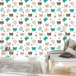 Papier Peint Pattes D'ours En Peluche Colorées – Image 3