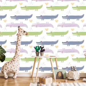 Papier Peint Plantes Crocodile Pastel Chambre Garçon – Image 5