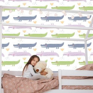 Papier Peint Plantes Crocodile Pastel Chambre Garçon – Image 7