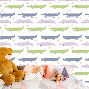 Papier Peint Plantes Crocodile Pastel Chambre Garçon – Image 6