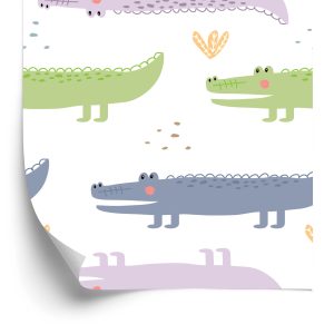 Papier Peint Plantes Crocodile Pastel Chambre Garçon – Image 2