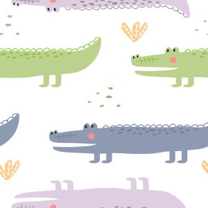 Papier Peint Plantes Crocodile Pastel Chambre Garçon – Image 1