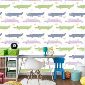 Papier Peint Plantes Crocodile Pastel Chambre Garçon – Image 4