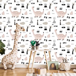 Papier Peint Pour Les Enfants, Les Dinosaures, Les Palmiers, Les Volcans – Image 5