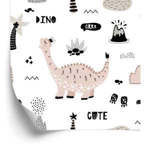 Papier Peint Pour Les Enfants, Les Dinosaures, Les Palmiers, Les Volcans – Image 2