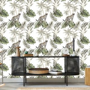 Papier Peint Chats Sauvages Et Feuilles – Image 5