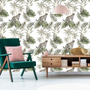 Papier Peint Chats Sauvages Et Feuilles – Image 6