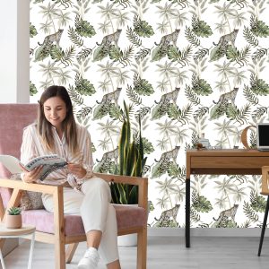 Papier Peint Chats Sauvages Et Feuilles – Image 7