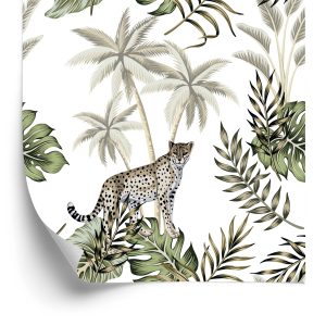 Papier Peint Chats Sauvages Et Feuilles – Image 2