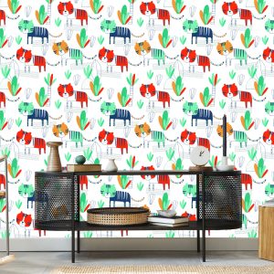 Papier Peint Pour Les Enfants, Les Chats, Les Plantes, Style Scandinave – Image 5