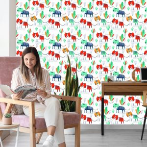 Papier Peint Pour Les Enfants, Les Chats, Les Plantes, Style Scandinave – Image 7