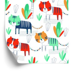 Papier Peint Pour Les Enfants, Les Chats, Les Plantes, Style Scandinave – Image 2