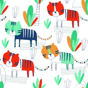 Papier Peint Pour Les Enfants, Les Chats, Les Plantes, Style Scandinave – Image 1