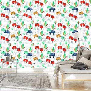 Papier Peint Pour Les Enfants, Les Chats, Les Plantes, Style Scandinave – Image 3