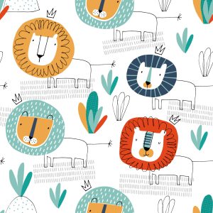 Papier Peint Lions Dans La Chambre Des Enfants De Style Scandinave – Image 1