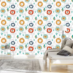 Papier Peint Lions Dans La Chambre Des Enfants De Style Scandinave – Image 3