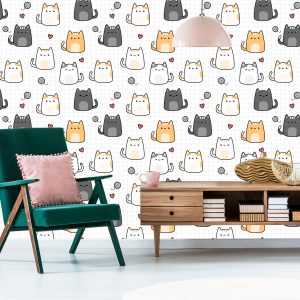 Papier Peint Pour Les Enfants - Chatons Et Coeurs – Image 6