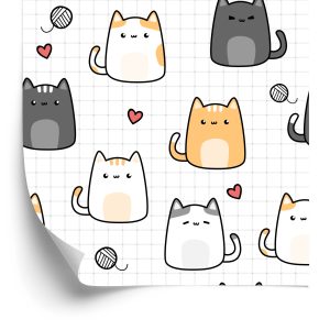 Papier Peint Pour Les Enfants - Chatons Et Coeurs – Image 2