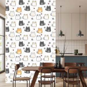 Papier Peint Pour Les Enfants - Chatons Et Coeurs – Image 4