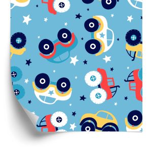 Papier Peint Voitures Étoilées Colorées Pour Une Chambre D'enfant – Image 2
