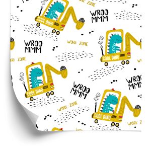 Papier Peint Pour L'excavatrice De Véhicules De Dinosaures De Garçon – Image 2