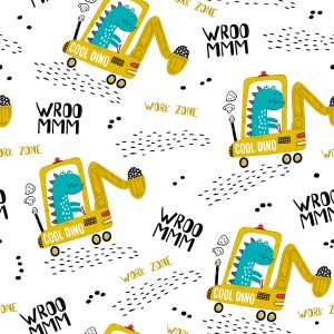 Papier Peint Pour L'excavatrice De Véhicules De Dinosaures De Garçon – Image 1