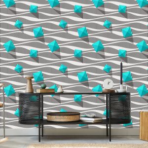 Papier Peint Pyramides Sur Fond Noir - Blanc - Effet 3D – Image 5