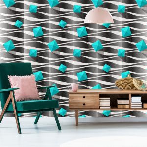 Papier Peint Pyramides Sur Fond Noir - Blanc - Effet 3D – Image 6