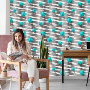 Papier Peint Pyramides Sur Fond Noir - Blanc - Effet 3D – Image 7