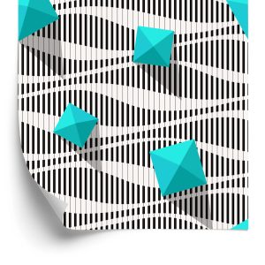 Papier Peint Pyramides Sur Fond Noir - Blanc - Effet 3D – Image 2