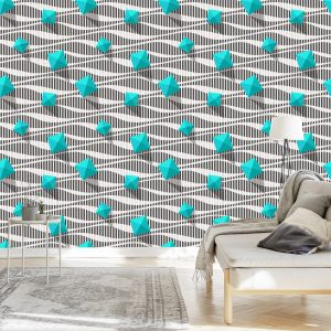 Papier Peint Pyramides Sur Fond Noir - Blanc - Effet 3D – Image 3