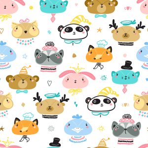 Papier Peint Animaux Sur Fond Blanc – Image 1