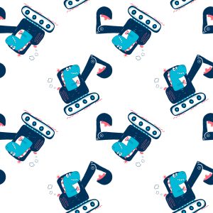 Papier Peint Machines Excavatrices Animaux Chambre D'enfant – Image 1