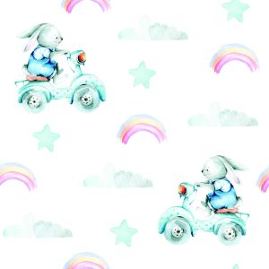 Papier Peint Lapins Sur Fond D'étoiles – Image 1