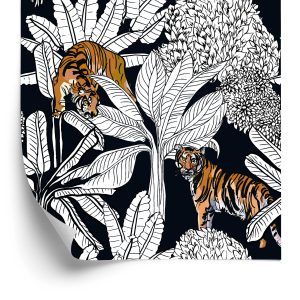 Papier Peint Tigres Et Plantes – Image 2