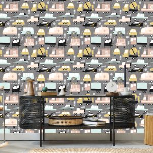 Papier Peint Pour Les Enfants - Voitures Colorées De Style Scandinave – Image 5