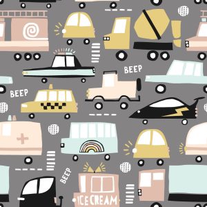 Papier Peint Pour Les Enfants - Voitures Colorées De Style Scandinave – Image 1