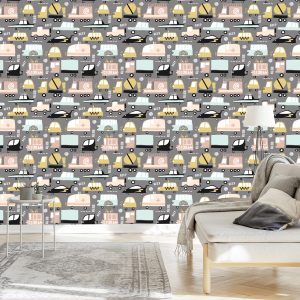 Papier Peint Pour Les Enfants - Voitures Colorées De Style Scandinave – Image 3