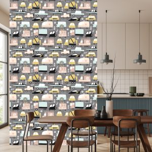Papier Peint Pour Les Enfants - Voitures Colorées De Style Scandinave – Image 4