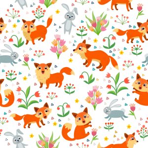 Papier Peint Pour Les Enfants - Renards Et Lapins – Image 1