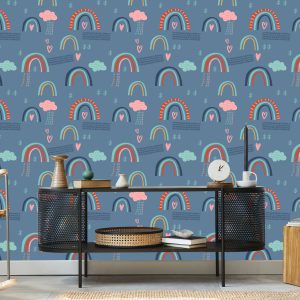 Papier Peint Nuages ​​D'arc-En-Ciel Pour Des Enfants Style Scandinave – Image 5