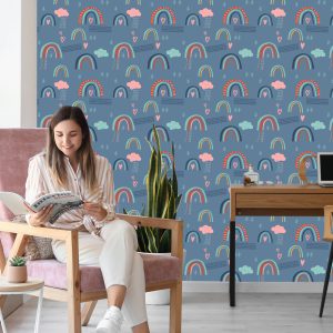 Papier Peint Nuages ​​D'arc-En-Ciel Pour Des Enfants Style Scandinave – Image 7